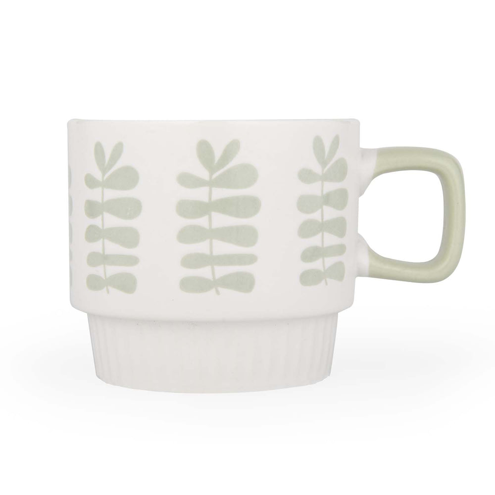 Botanical Design 380 ml Ceramic Coffee Mug- White