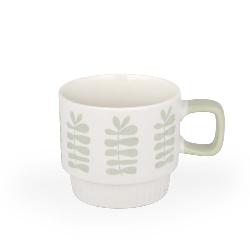 Botanical Design 380 ml Ceramic Coffee Mug- White