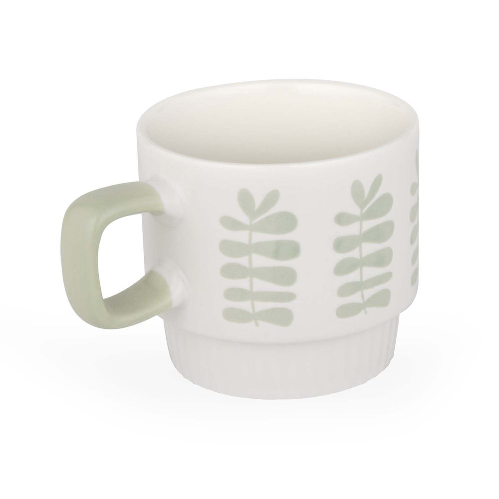 Botanical Design 380 ml Ceramic Coffee Mug- White