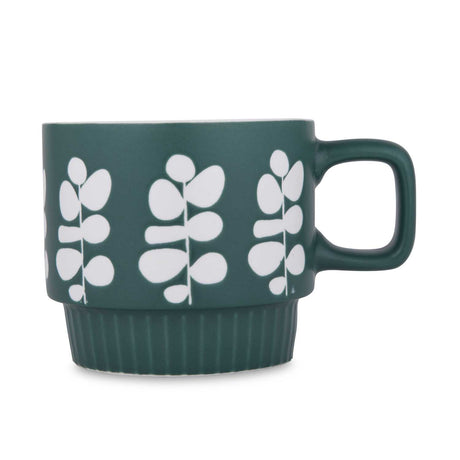 Botanical Design 380 ml Ceramic Coffee Mug- Green