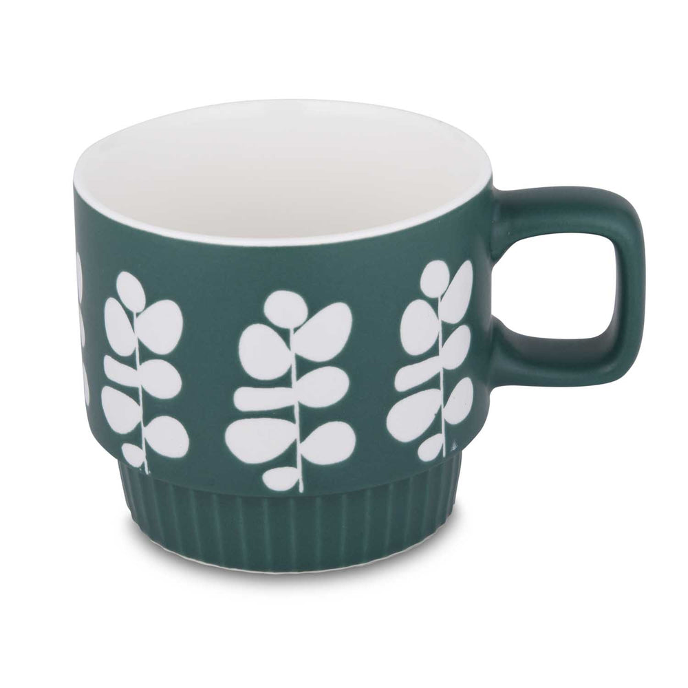 Botanical Design 380 ml Ceramic Coffee Mug- Green