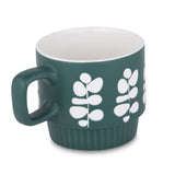 Botanical Design 380 ml Ceramic Coffee Mug- Green