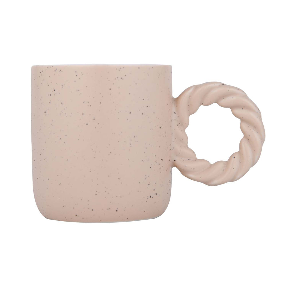 Speckled 350 ml Ceramic Coffee Mug with Rope Handle- Peach
