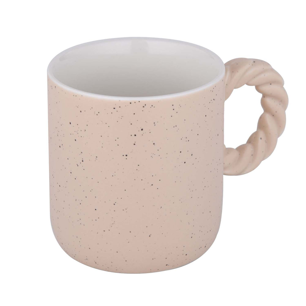 Speckled 350 ml Ceramic Coffee Mug with Rope Handle- Peach