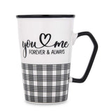 You & Me Printed 450 ml Ceramic Coffee Mug- Black & White