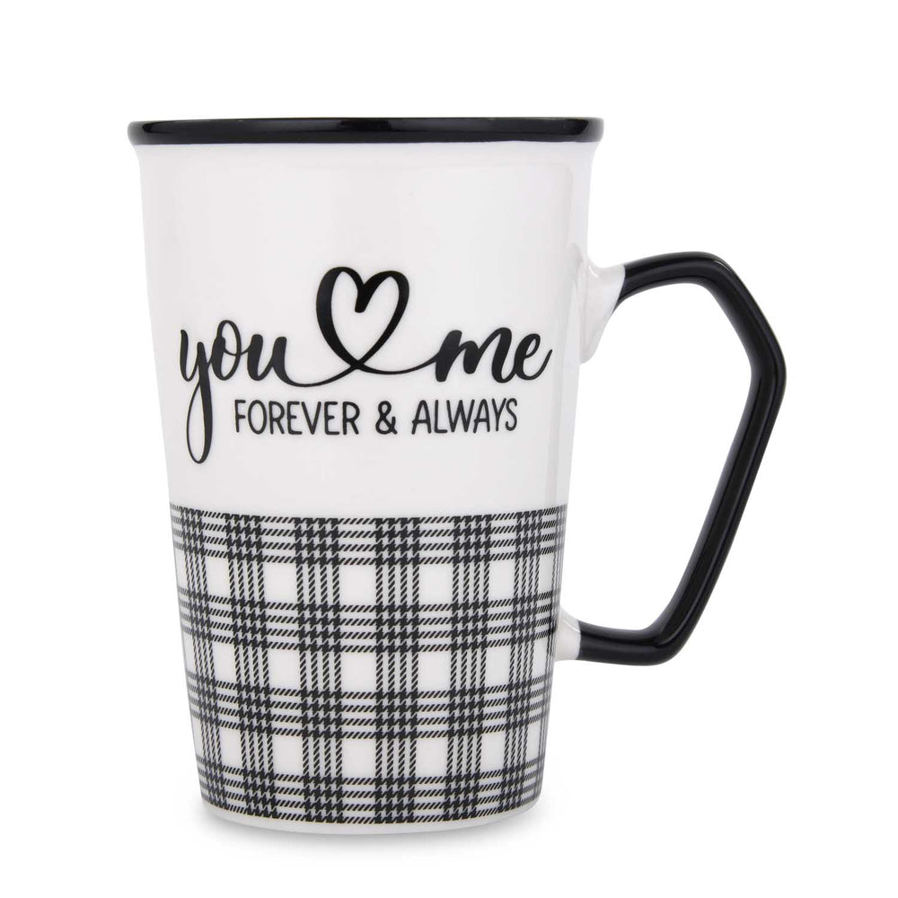 You & Me Printed 450 ml Ceramic Coffee Mug- Black & White