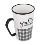You & Me Printed 450 ml Ceramic Coffee Mug- Black & White