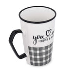 You & Me Printed 450 ml Ceramic Coffee Mug- Black & White