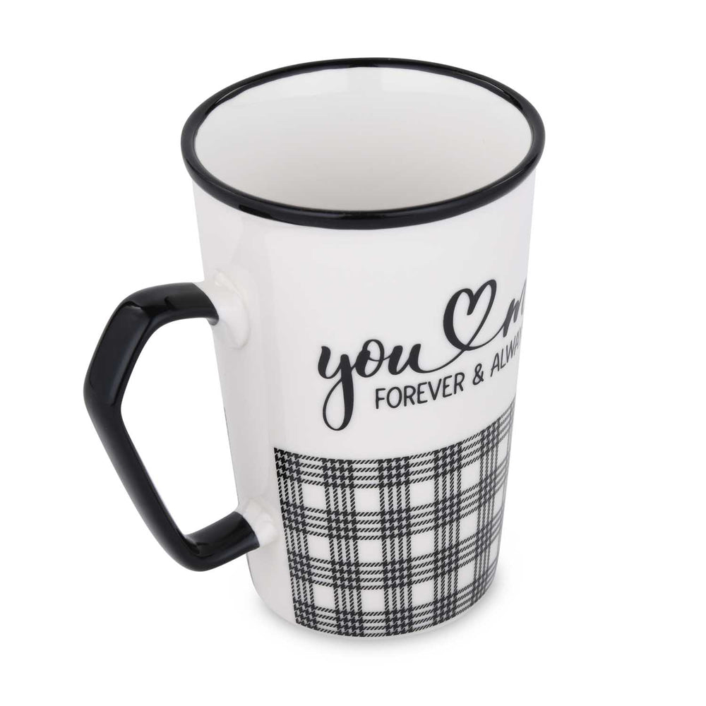 You & Me Printed 450 ml Ceramic Coffee Mug- Black & White