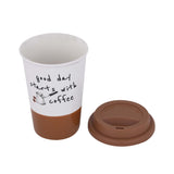 Good Day Printed 420 ml Ceramic Coffee Mug with Lid- Brown