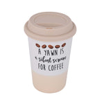 A Yawn Is Silent Scream Printed 420 ml Ceramic Coffee Mug with Lid- Pink