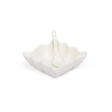 Abstract Ceramic Bowls and Spoons Set of 8- White