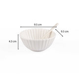 Round Ceramic Bowls and Spoons Set of 8- White