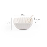 Square Ceramic Bowls and Spoons Set of 8- White