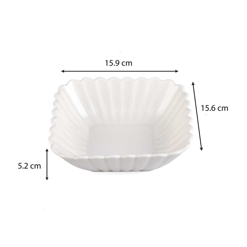 Abstract Ceramic Design Serving Bowls Set of 2- White