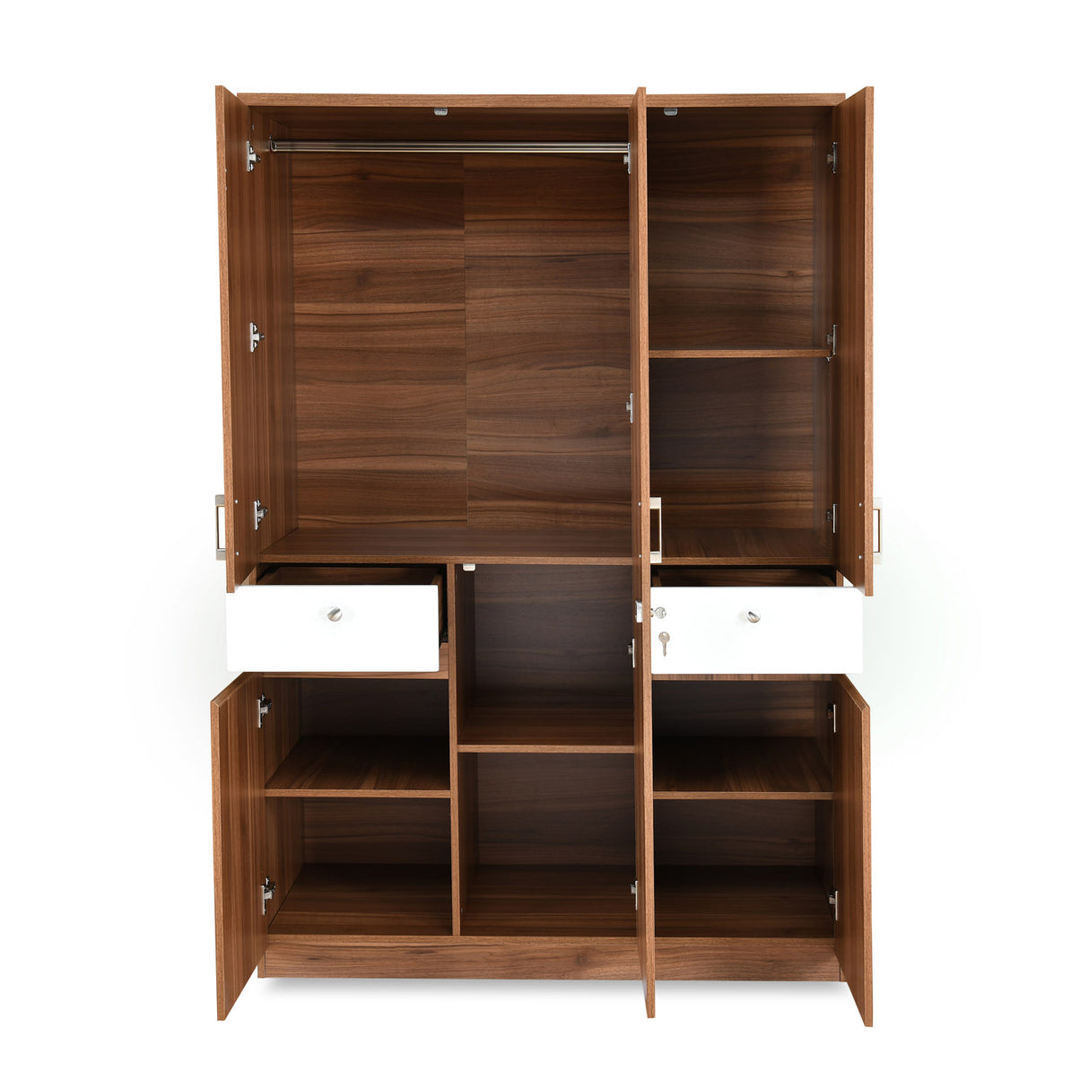 Magnus 3 Door Engineered Wood Wardrobe (Lyon Walnut)