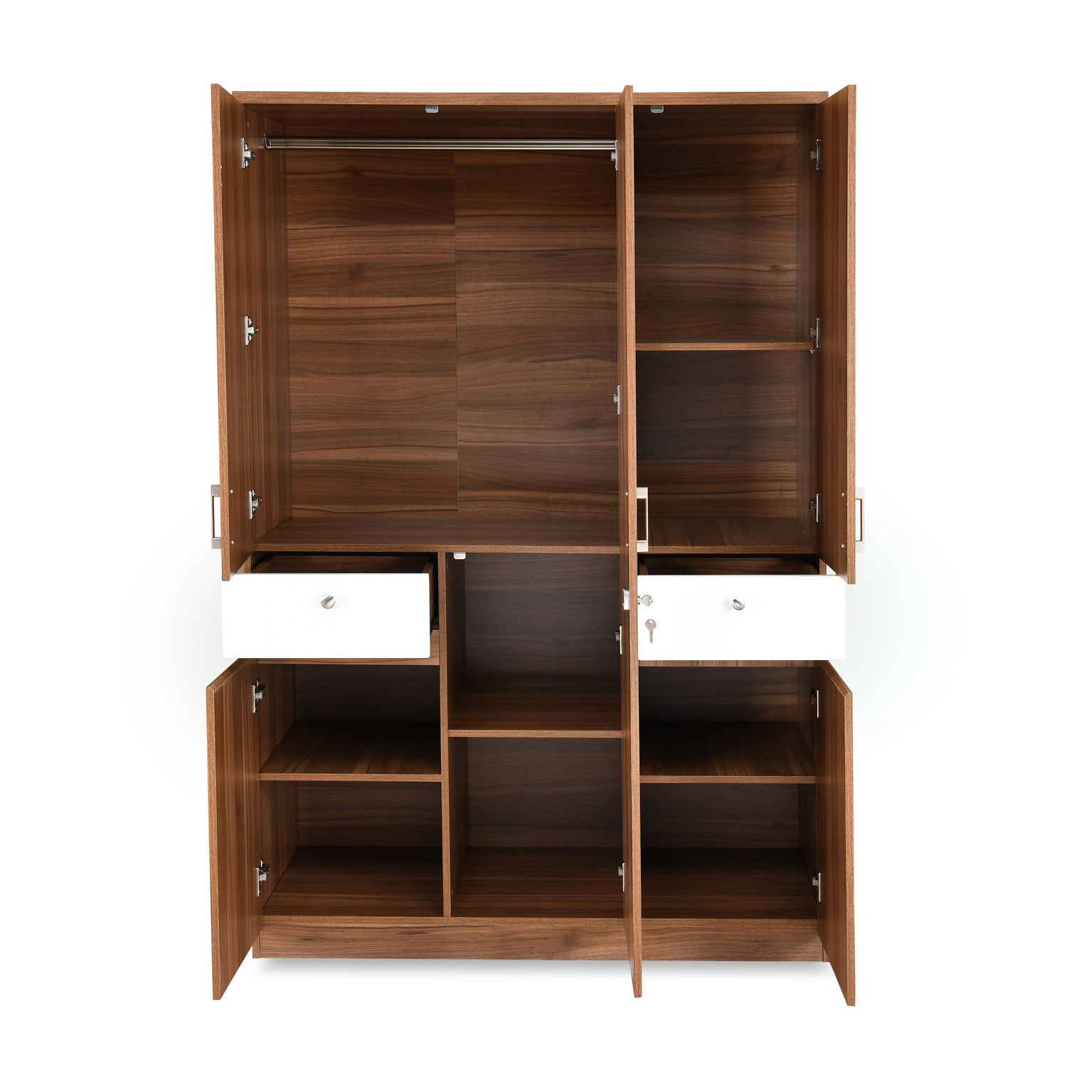 Magnus 3 Door Engineered Wood Wardrobe (Lyon Walnut)