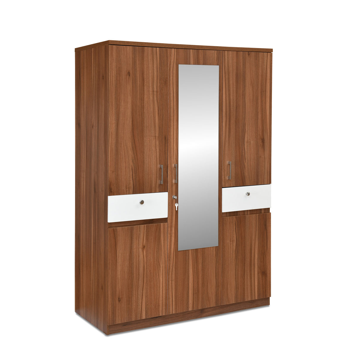 Magnus 3 Door Engineered Wood Wardrobe (Lyon Walnut)