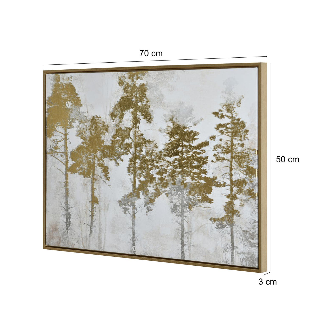 Abstract Dry Forest Canvas Wall Painting- Gold