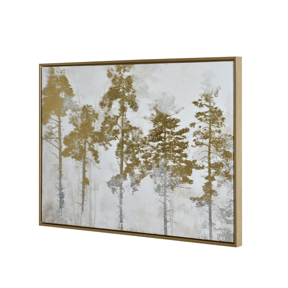 Abstract Dry Forest Canvas Wall Painting- Gold