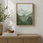 Mountain Crackle Paper Wall Painting- Green