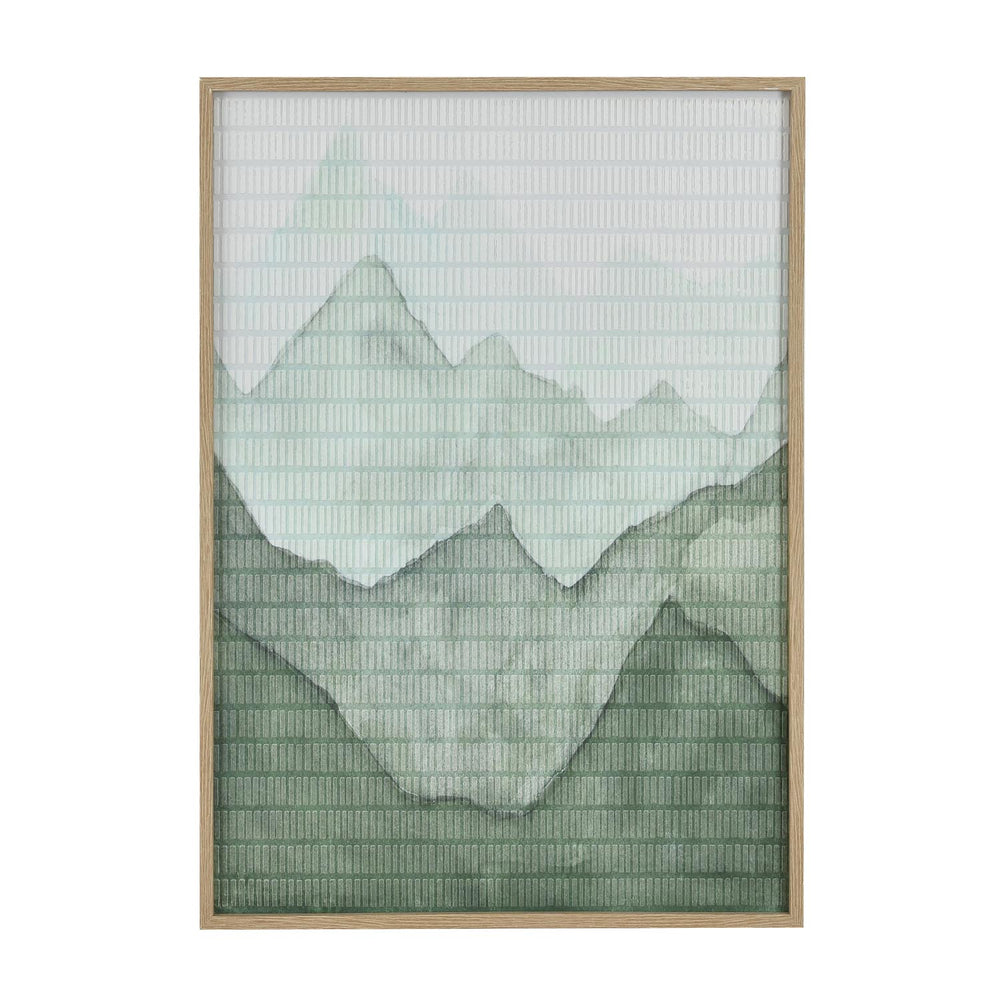 Mountain Crackle Paper Wall Painting- Green