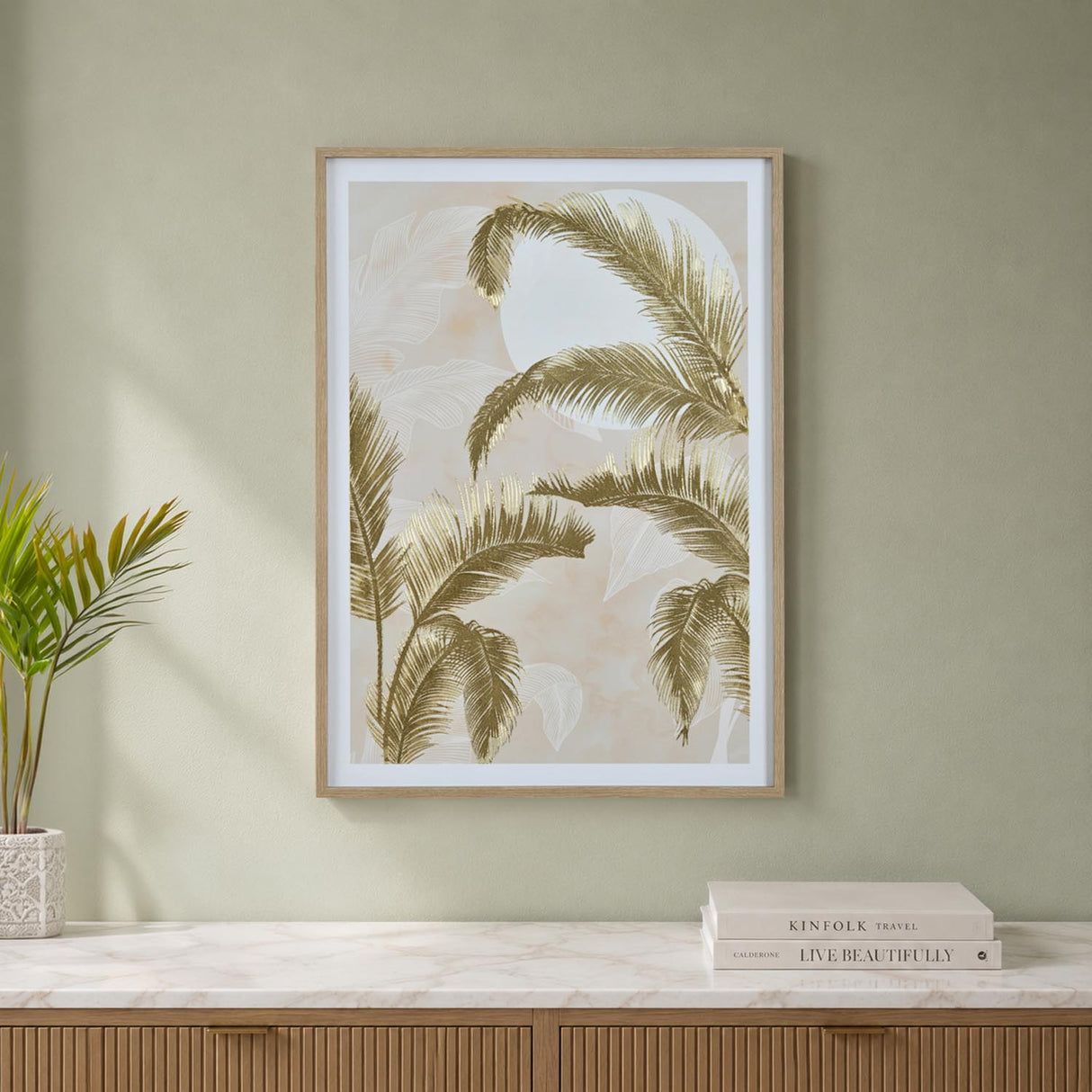 Palm Trees Canvas Wall Painting- Gold
