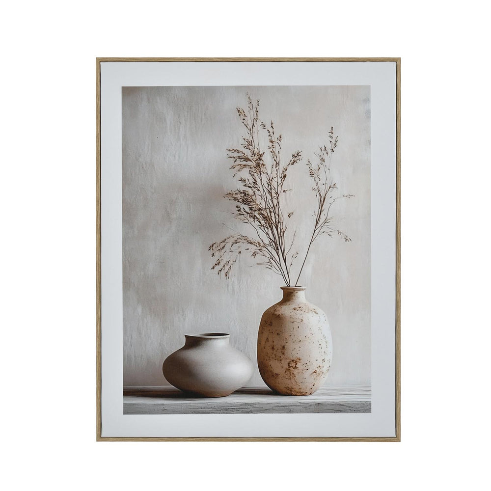 Drystick Vase Still Life Canvas Wall Painting- Brown & Grey