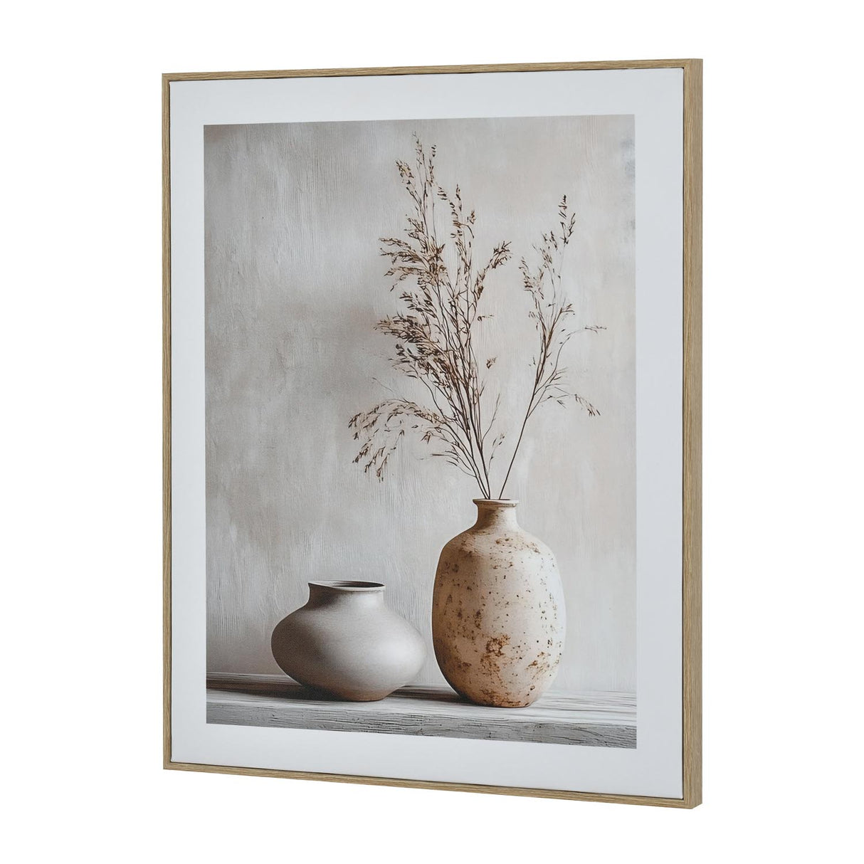 Drystick Vase Still Life Canvas Wall Painting- Brown & Grey