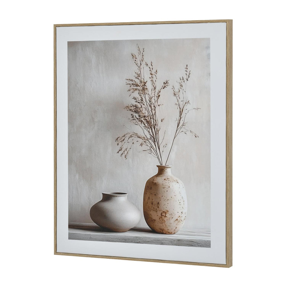 Drystick Vase Still Life Canvas Wall Painting- Brown & Grey