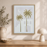 Palm Tree and Staircase Design Canvas Wall Painting- Multicolor