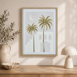 Palm Tree and Staircase Design Canvas Wall Painting- Multicolor