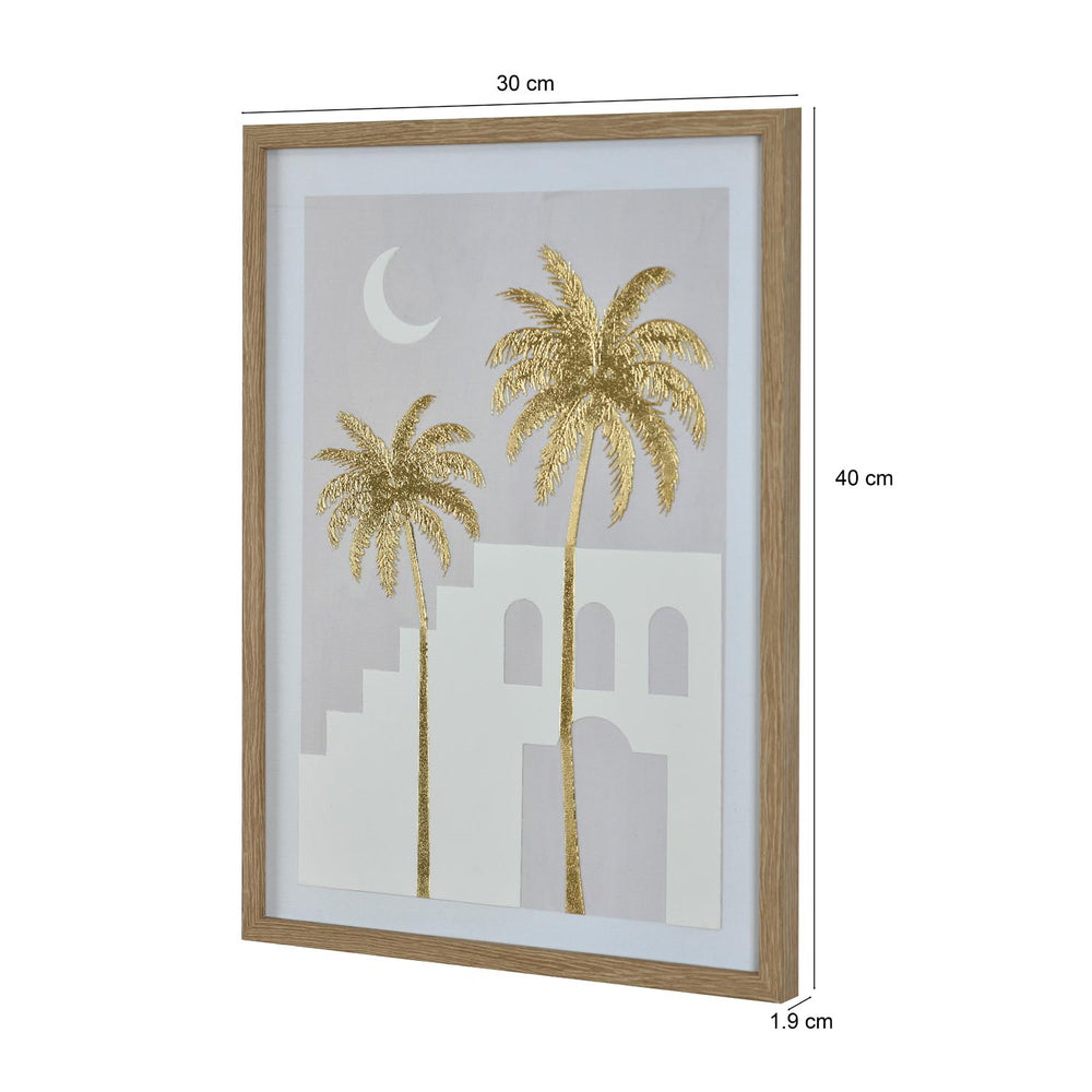 Palm Tree and Staircase Design Canvas Wall Painting- Multicolor