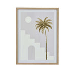 Palm Tree and Staircase Design Canvas Wall Painting- Multicolor