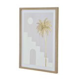 Palm Tree and Staircase Design Canvas Wall Painting- Multicolor