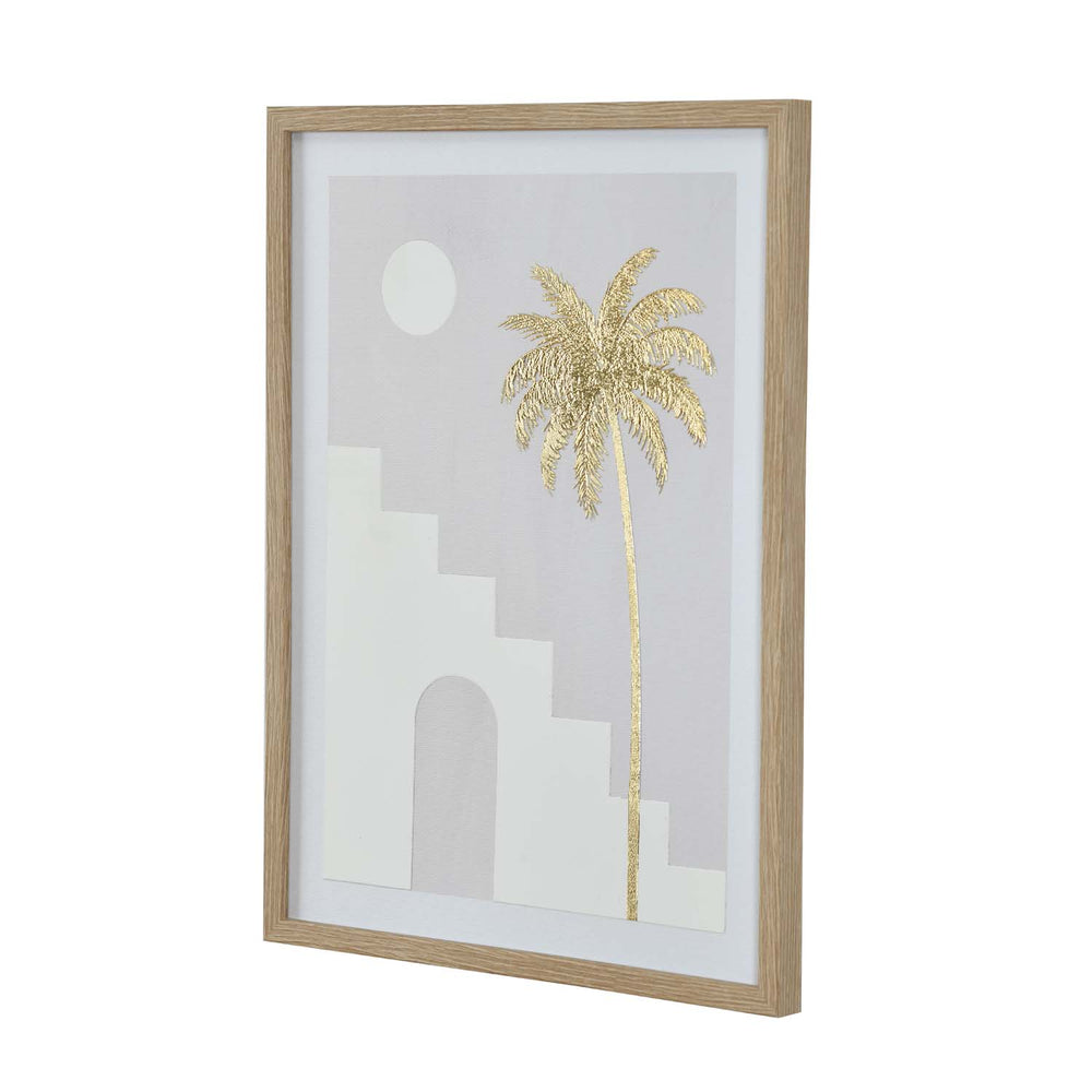 Palm Tree and Staircase Design Canvas Wall Painting- Multicolor