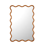 Decorative Wavy Edge Wall Mirror- Light Walnut