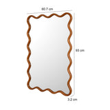 Decorative Wavy Edge Wall Mirror- Light Walnut