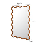 Decorative Wavy Edge Wall Mirror- Light Walnut