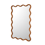 Decorative Wavy Edge Wall Mirror- Light Walnut