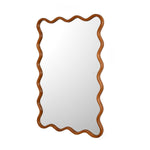 Decorative Wavy Edge Wall Mirror- Light Walnut