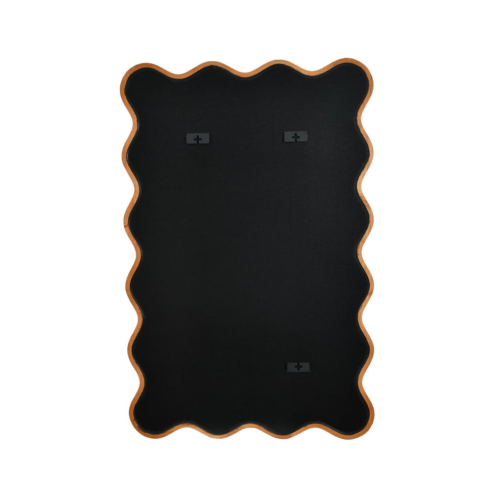 Decorative Wavy Edge Wall Mirror- Light Walnut