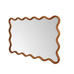 Decorative Wavy Edge Wall Mirror- Light Walnut