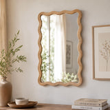 Decorative Wavy Edge Wall Mirror- Brown