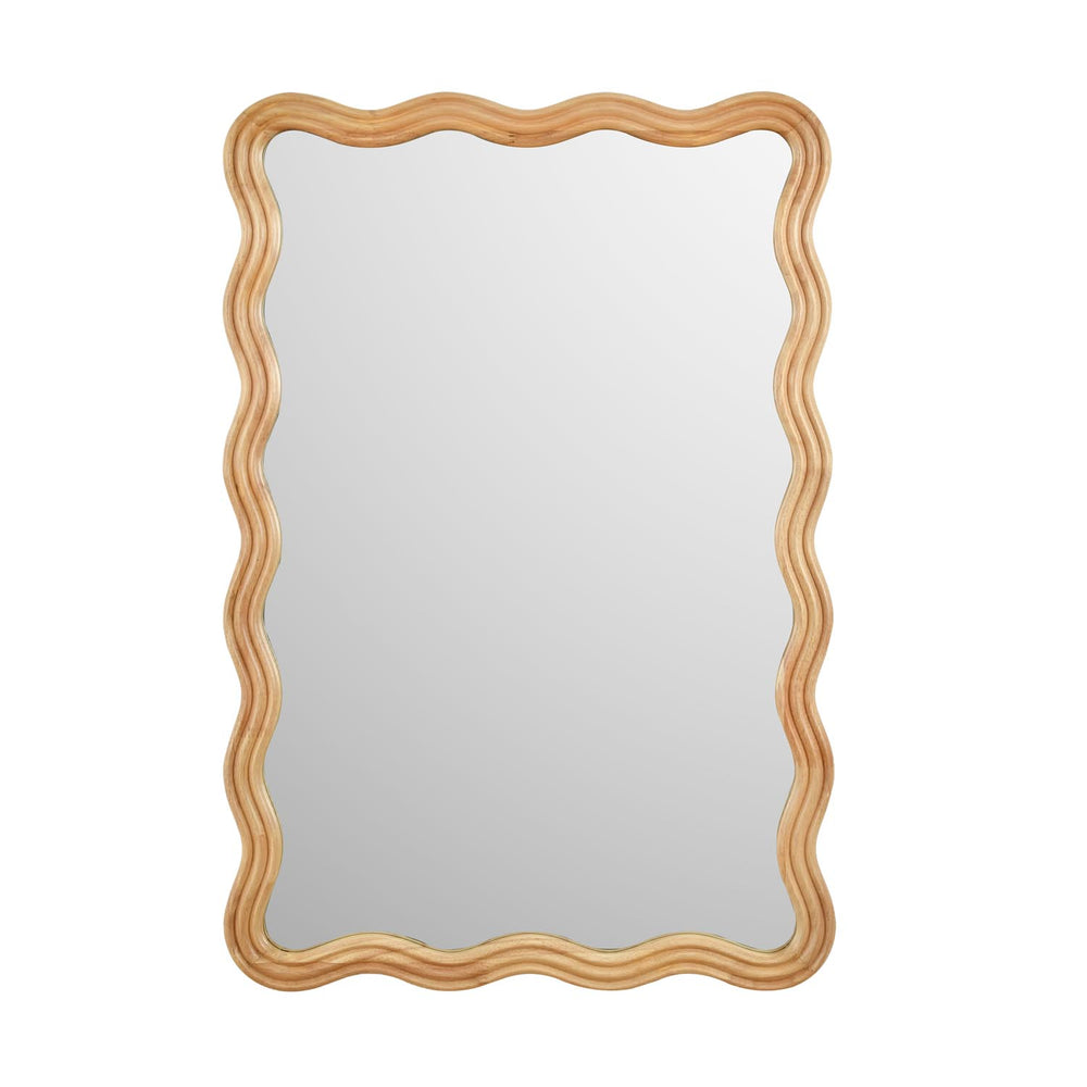 Decorative Wavy Edge Wall Mirror- Brown