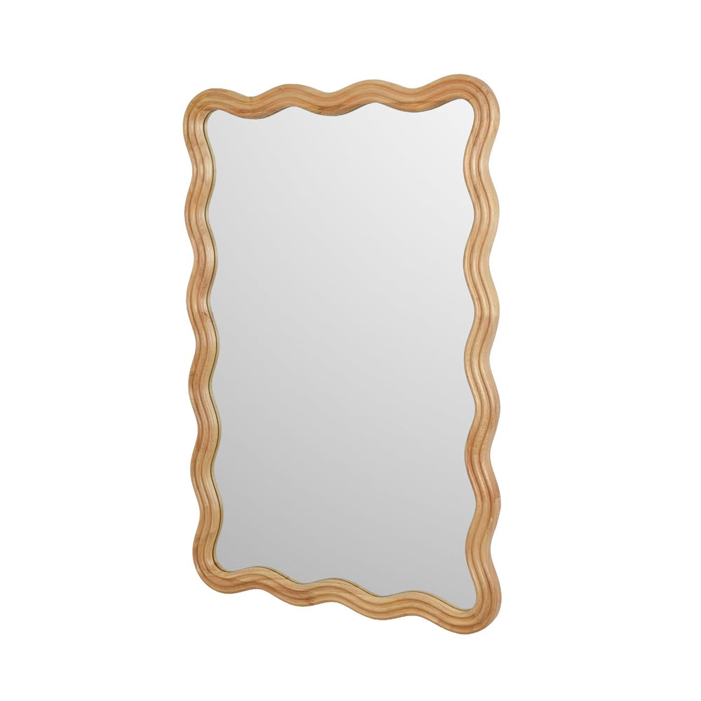 Decorative Wavy Edge Wall Mirror- Brown