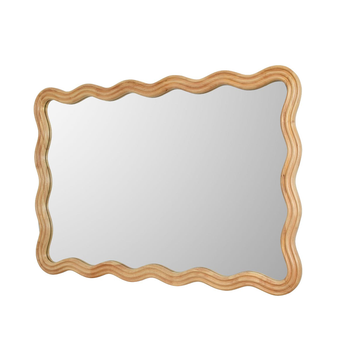 Decorative Wavy Edge Wall Mirror- Brown