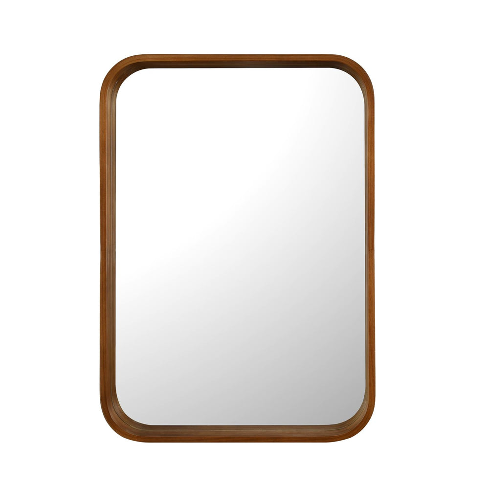 Decorative Rectangular Wall Mirror- Dark Walnut