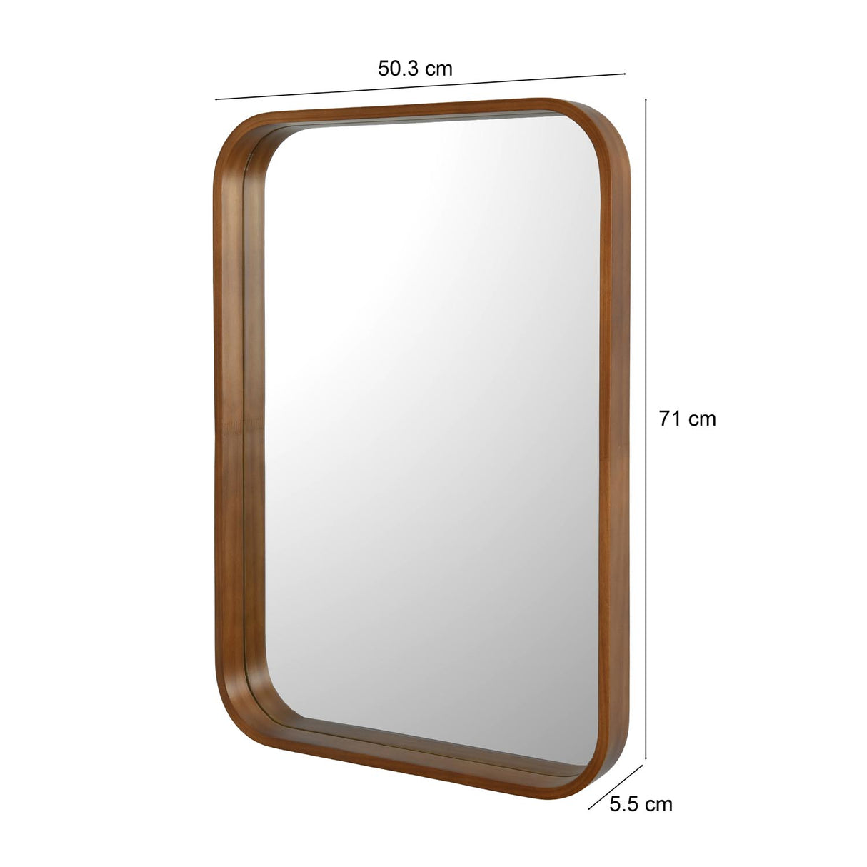 Decorative Rectangular Wall Mirror- Dark Walnut