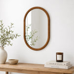 Decorative Oval Wall Mirror- Dark Walnut